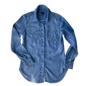 Talbots Women’s Denim Chambray Long Sleeve Shirt Size S